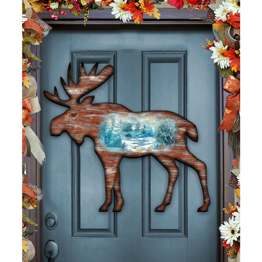 Moose Vintage Wildlife Door Decor - G. DeBrekht - Wildlife Holiday Decor - 8198222H-0